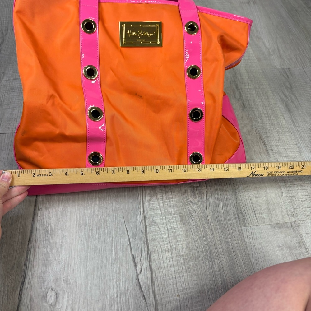 Lilly Pulitzer Orange and Pink Beach Tote - Picture 8 of 9